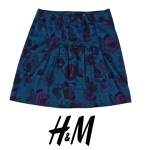 Dark Floral Print Skirt, Blue Purple, 12